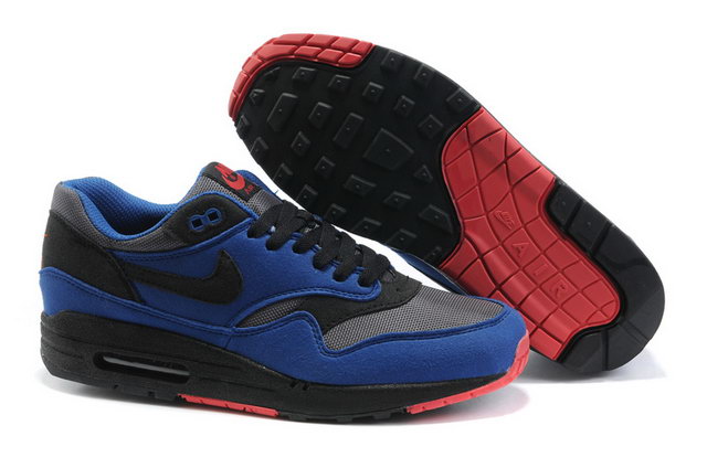 Mens Nike Air Max 87 Premium Black Navy Red Shoes - Click Image to Close